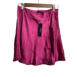 Lulus Skirt Womens Size Medium Magenta Flirty Days Mini Satin High Waist NWT